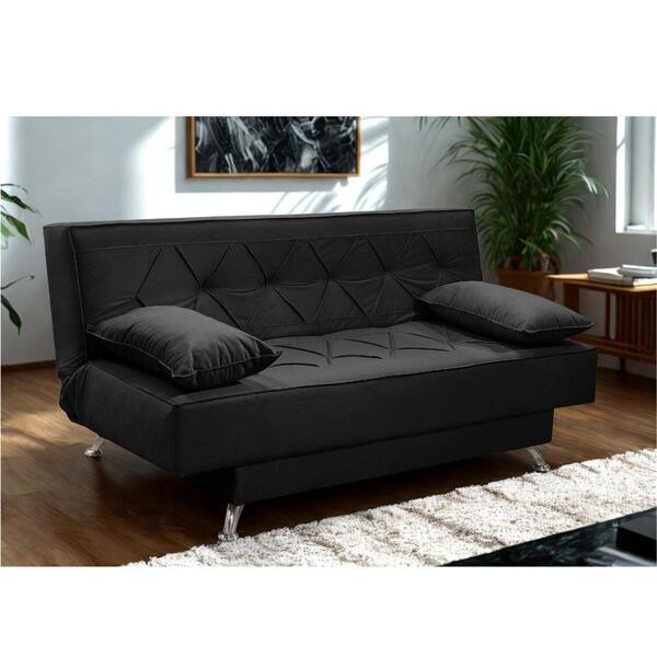 Sofá Cama 1,80m Istambul Suede Preto Mirra Decor