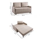 Sofá Cama 154cm Retrátil Reclinável Linho Bege Isis Pés Madei