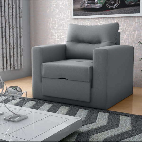 Sofá Cama 1 Lugar Italo Suede Cinza