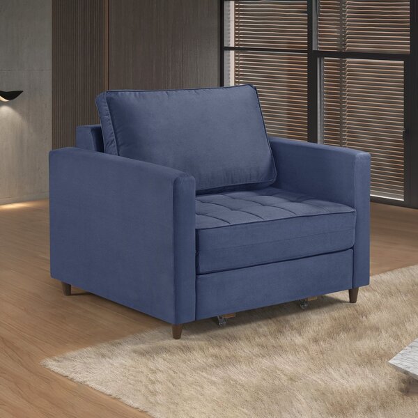 Sofá Cama 1 Lugar Solteiro 80cm Belize Azul
