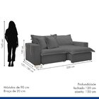 Sofá Cama 2,20m Retrátil Reclinável Veludo Cinza Arizona  Cin