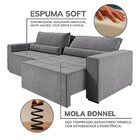 Sofa Cama 200cm Retratil E Reclinavel 4 Lugares Nepal Cinza