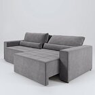 Sofa Cama 200cm Retratil E Reclinavel 4 Lugares Nepal Cinza