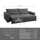 Sofa Cama 200cm Retratil E Reclinavel 4 Lugares Nepal Cinza