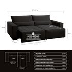 Sofa Cama 200cm Retratil E Reclinavel 4 Lugares Nepal Preto