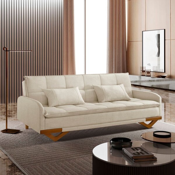 Sofa Cama 202cm X 92cm Em Linho Cannes Bege