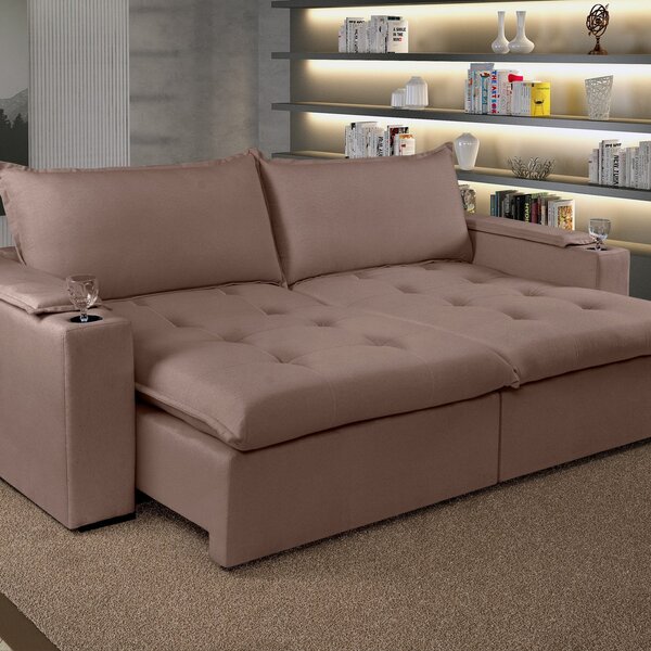 Sofá Cama 220 Cm Elite - Molas Ensacadas - Veludo Espresso Mó