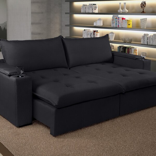 Sofá Cama 240 Cm Elite - Molas Ensacadas - Veludo Espresso Mó