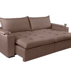 Sofá Cama 240 Cm Elite - Molas Ensacadas - Veludo Espresso Mó