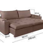 Sofá Cama 240 Cm Elite - Molas Ensacadas - Veludo Espresso Mó