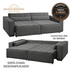 Sofa Cama 260cm Retratil E Reclinavel 4 Lugares Nepal Cinza