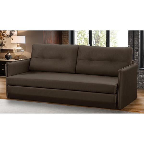 Sofá Cama 2 Lugares 1,50m Luisa Suede Marrom Adonai Estofados