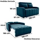 Sofa Cama 2 Lugares 138 Cm Amora Veludo Maserati Milani Store