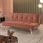 Sofá Cama 2 Lugares 177 Pé Cromado Caramelo Com Cromado