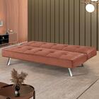 Sofá Cama 2 Lugares 177 Pé Cromado Caramelo Com Cromado