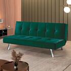 Sofá Cama 2 Lugares 177 Pé Cromado Verde Com Cromado