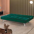 Sofá Cama 2 Lugares 177 Pé Cromado Verde Com Cromado