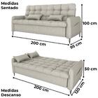Sofa Cama 2 Lugares 200cm Pillar Linho Plano Milenum Milani S