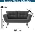 Sofá-cama 2 Lugares Adele Daf Móveis 140 Cm Madeira Eucalipto