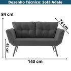 Sofá-cama 2 Lugares Adele Daf Móveis 140 Cm Madeira Eucalipto