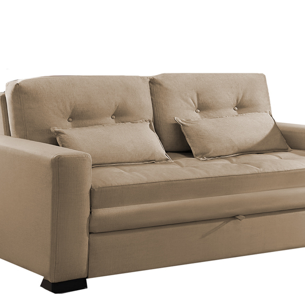 Sofá Cama 2 Lugares Bege Em Veludo 1,63m Bibury