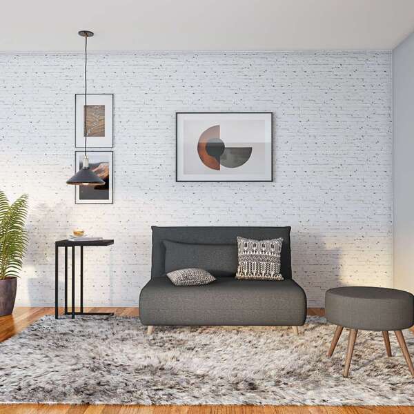 Sofá-cama 2 Lugares Casal Vicenza Cinza Escuro