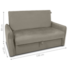 Sofá Cama 2 Lugares Com Baú Fabian Veludo Cappuccino