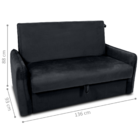 Sofá Cama 2 Lugares Com Baú Fabian Veludo Preto