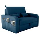 Sofá Cama 2 Lugares Com Baú Hiram Veludo Azul