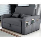 Sofá Cama 2 Lugares Com Baú Hiram Veludo Cinza