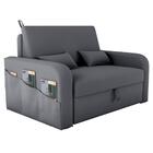 Sofá Cama 2 Lugares Com Baú Hiram Veludo Cinza