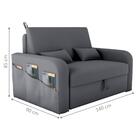 Sofá Cama 2 Lugares Com Baú Hiram Veludo Cinza