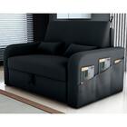 Sofá Cama 2 Lugares Com Baú Hiram Veludo Inca Preto