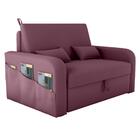 Sofá Cama 2 Lugares Com Baú Hiram Veludo Rosê