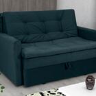 Sofá Cama 2 Lugares Com Braço Veludo Azul Petróleo  Venezia