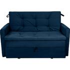 Sofá Cama 2 Lugares Com Braço Veludo Light Azul  Venezia  Mat