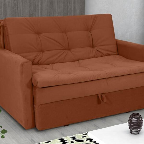 Sofá Cama 2 Lugares Com Braço Veludo Pavia Cobre Venezia Matrix