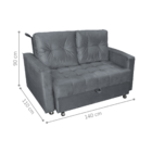 Sofá Cama 2 Lugares Duleek Veludo Chumbo
