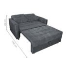 Sofá Cama 2 Lugares Duleek Veludo Chumbo
