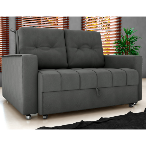 Sofá Cama 2 Lugares Duleek Veludo Maserati Chumbo