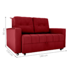 Sofá Cama 2 Lugares Duleek Veludo Maserati Vermelho