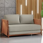 Sofá Cama 2 Lugares M-09 Cobre/linho Bege - Mais Decor