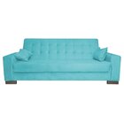 Sofá Cama 2 Lugares Para Sala De Estar Lisboa Suede Azul Turq
