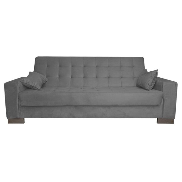 sofa cama 2 lugares para sala de estar lisboa suede grafite d rossi