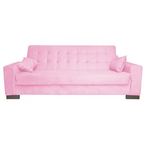 sofa cama 2 lugares para sala de estar lisboa suede rosa bebe d rossi