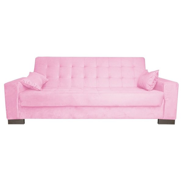 sofa cama 2 lugares para sala de estar lisboa suede rosa bebe d rossi