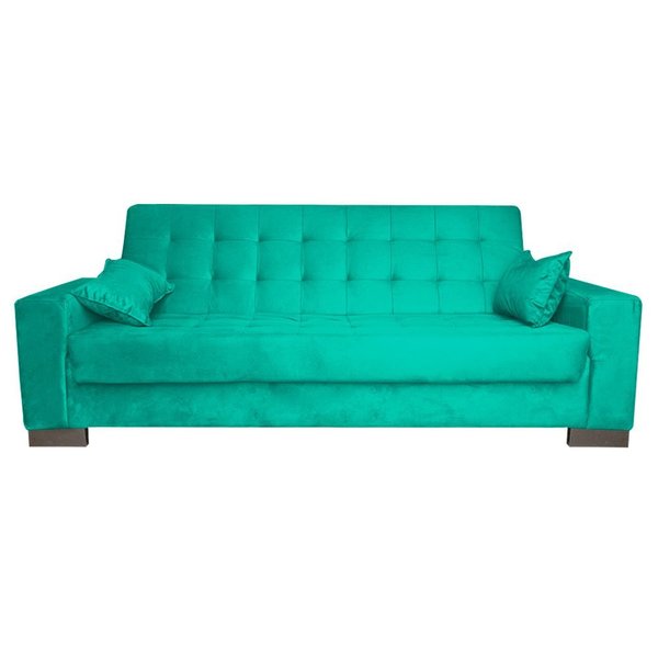 sofa cama 2 lugares para sala de estar lisboa suede verde turquesa d rossi