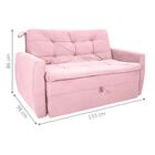 Sofá Cama 2 Lugares Piers  Veludo Turkey Rosa