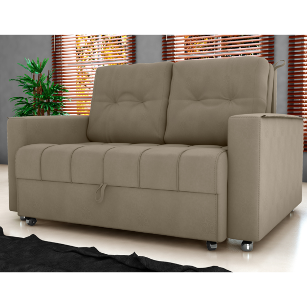 Sofá Cama 2 Lugares Yago Veludo Maserati Cappuccino