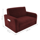 Sofá Cama 2 Lugares Yago Veludo Maserati Vermelho